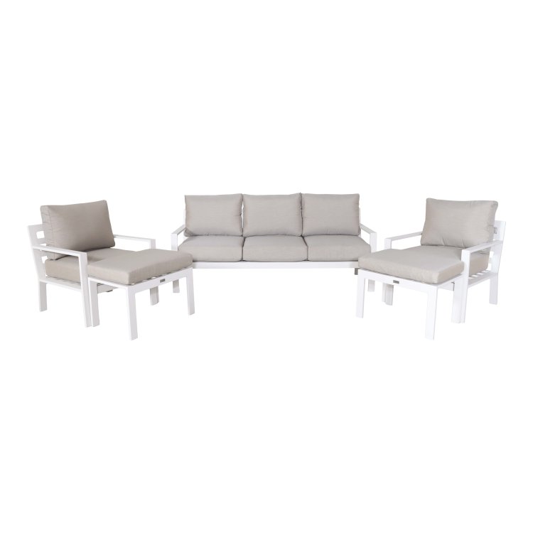 Image de Ensemble salle à manger lounge "Eva" - aluminium blanc - Pure Garden & Living