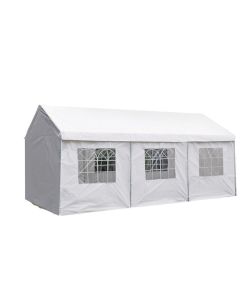 Chapiteau 3x6m PE 160 gr/m2 deluxe blanc avec bâches latérales