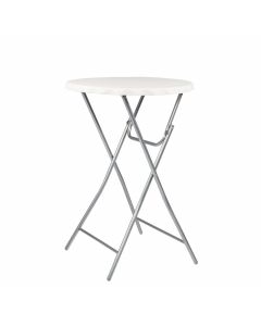 Mange-debout pliant blanc Ø 80 cm en aluminium pour réceptions