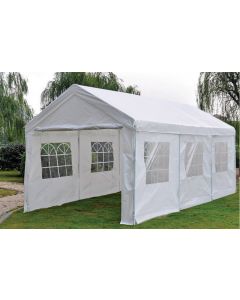 Chapiteau 3x6m PE 160 gr/m2 deluxe blanc avec bâches latérales