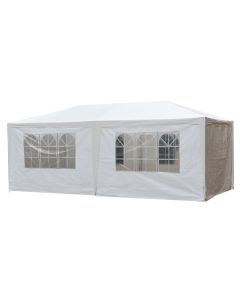 Chapiteau 3x6m PE 120 gr/m2 blanc avec bâches latérales