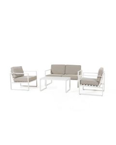 Ensemble lounge Canapé d'angle aluminium "Dubai" - Blanc - Pure Garden & Living