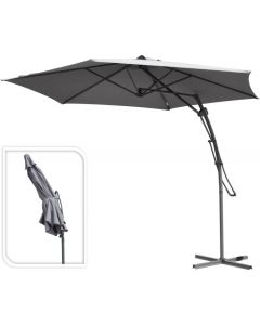 Parasol déporté Belize Push Up gris clair Ø380 cm