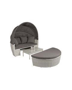 Lit lounge résine tressée "Santorini" Gris - Pure Garden & Living