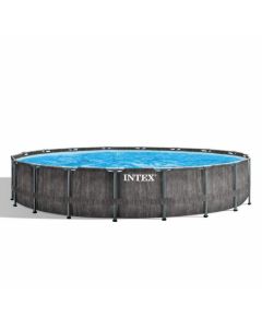 Intex Prism Frame Greywood Premium piscine hors-sol ronde Ø 549 x 122 cm avec kit d'entretien