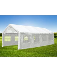 Chapiteau 4x8m PE 140 gr/m2 blanc avec bâches latérales
