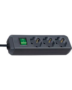Multiprise Eco-line socle 3 prises avec interrupteur Noir Brennenstuhl