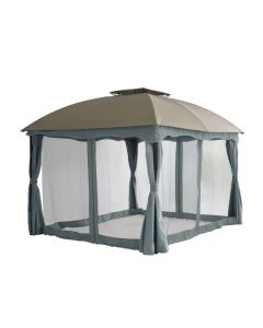 Barbados pavillon de jardin 3 x 3,65 mètres taupe / gris Pure Garden & Living 