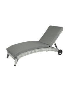 Chaise longue à roulettes "Lara" Blanc/Gris - Pure Garden & Living