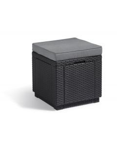 Allibert pouf de jardin Cube graphite avec coussin - 42 x 42 x 30