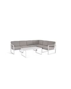 Pure Garden & Living salon de jardin d'angle Dubai en aluminium blanc pour 5 personnes