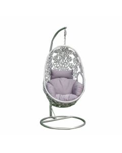Pure Garden & Living Fauteuil œuf suspendu en osier Albury taupe avec support