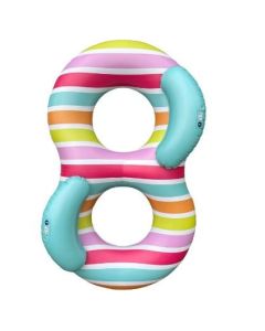 Swim Essentials bouée gonflable double arc-en-ciel 190 cm pour deux personnes