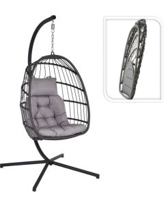 Fauteuil suspendu Victoria pliable en rotin gris