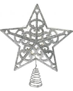 Pointe de sapin de Noël étoile 28 cm argent