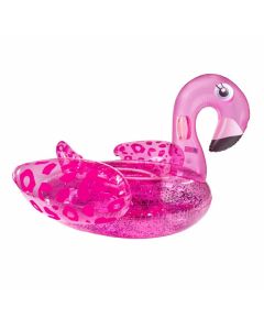 Bouée Flamingo fluo imprimé léopard