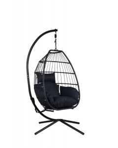 Pure Garden & Living fauteuil suspendu Mackay en résine tressée noir