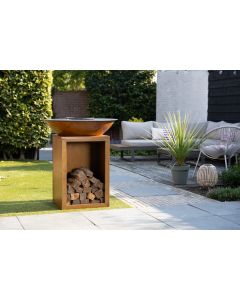 BASTE Brasero Stand 80 avec plancha en acier Corten pour jardin