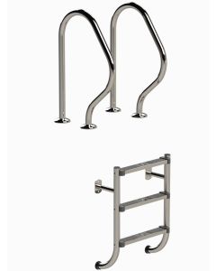 IDEAL échelle de piscine Inox AISI 304 à 3 marches en 2 parties