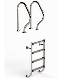 IDEAL échelle de piscine inox 4 marches en 2 parties AISI 304