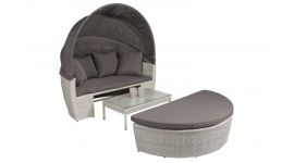 Lit lounge résine tressée "Santorini" Gris - Pure Garden & Living