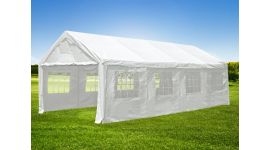 Chapiteau 4x8m PE 140 gr/m2 blanc avec bâches latérales