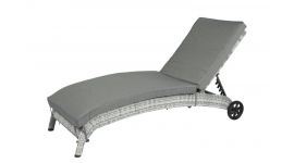 Chaise longue à roulettes "Lara" Blanc/Gris - Pure Garden & Living