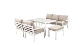 Ensemble salle à manger lounge "Eva" - aluminium blanc - Pure Garden & Living