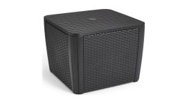 Table de rangement Keter Luzon Plus graphite - 57 x 57 x 43 - avec trou pour parasol