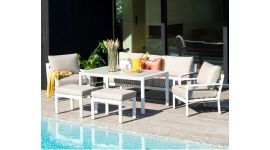 Ensemble salle à manger lounge "Eva" - aluminium blanc - Pure Garden & Living