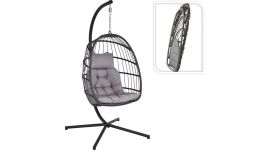 Fauteuil suspendu Victoria pliable en rotin gris