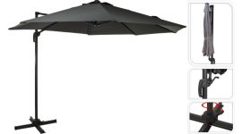 Parasol pendant "Elba" Ø300 cm - Gris