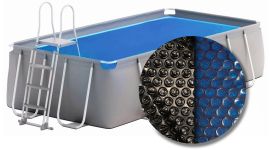 W'eau Bâche à bulles rectangulaire noire et bleue pour piscine 220 x 150 cm