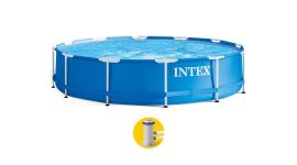 Intex Metal Frame piscine hors-sol ronde Ø 366 x 76 cm avec pompe de filtration