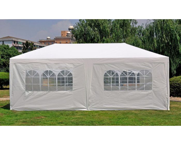 Chapiteau 3x6m PE 120 gr/m2 blanc avec bâches latérales