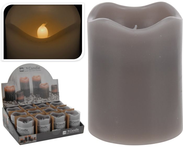 Bougie led avec minuterie 7x9 cm gris