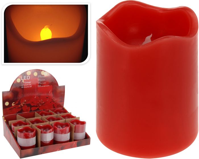 Bougie led avec minuterie 7x9 cm rouge