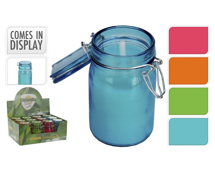 Bougie citronnelle dans pot en verre
