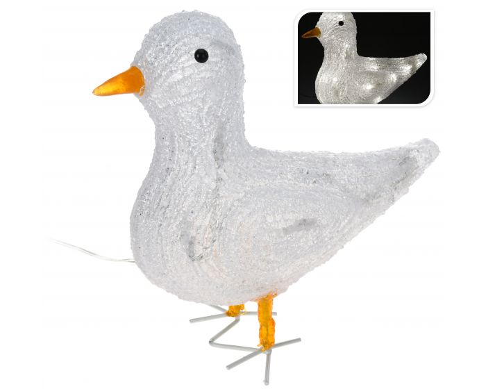 Oiseau LED 26 cm blanc