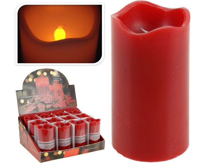 Bougie led avec minuterie 7x13 cm rouge