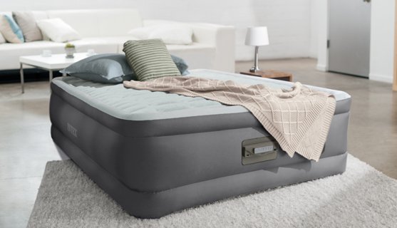 Matelas gonflable et pliable Lux 2, en polyester jacquard, sommeil